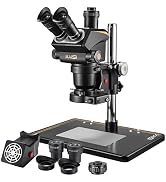 Trinocular Stereo Microscope, 6.8X-68X Zoom,WF10x23 Wide Field Eyepieces, | 144 LED Ring Light & ...