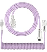IYUANEPRO USB Type C to USB A Coiled Gaming Keyboard Cable, 6FT, Purple, Metal Aviator Connector,...