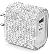 Aolcev for iPhone Charger Fast Charging Bling 2 in 1 USB A USB C Charger Block 25W Type C Fast Ch...