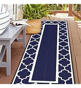 GENIMO 2.5' x 8' Outdoor Rug Waterproof for Patio Decor, Foldable Reversible Plastic Straw Area R...