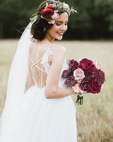 Burgundy roses artificial flowers