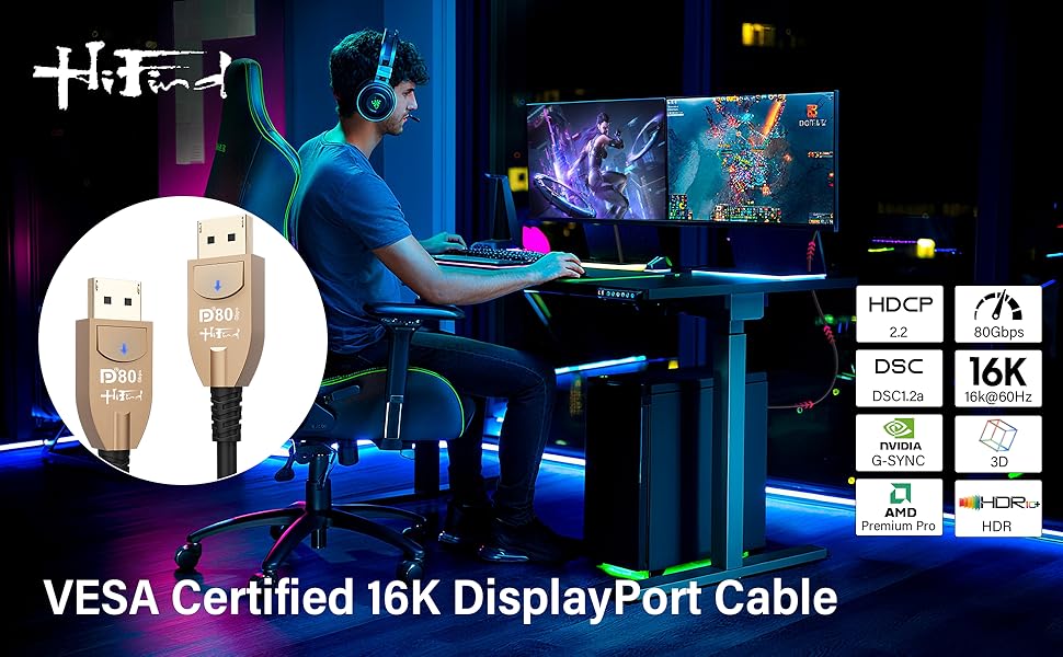 VESA Certified 16K DisplayPort Cable