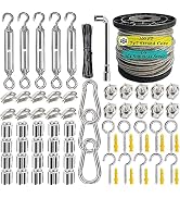 Roxanned 1/8" Stainless Steel Cable,Heavy Duty Turnbuckle Wire Tensioner Kit 100ft 7x7 Strand Con...