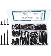 JEGONFRI High Hardness Black Wood Screws Assortment Kit, 209 pcs, Phillips Drive Flat Head, Wood ...