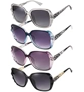 DragonflyDreams 4 Pcs Women Large Sunglasses, UV 400 Glasses Oversized Classic Trend Ladies Sungl...