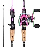 Sougayilang Fishing Rod and Reel Combo, Medium Heavy Fishing Pole with Baitcasting Reel Combo, 2-...
