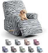 VANSOFY Recliner Chair Covers 4-Pieces, Stretch Zebra Stripe Recliner Cover Washable Soft Furnitu...