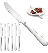 Flying Leaves 6 Piece Stainless Steel Steak Knives Set, 9 Inch Dinner Knives with Mirror Polished...
