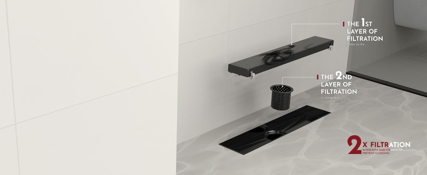 black linear shower drain