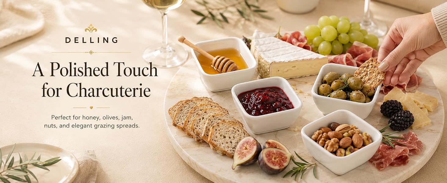 A Polished Touchfor Charcuterie Perfect for honey, olives, jam,nuts, and elegant grazing spreads.