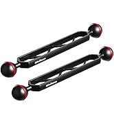 MINIFOCUS 2 Pack of 8" Double Ball Aluminum Extension Arm, 1" Ball Head Connector Underwater CNC ...