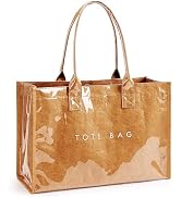 KALIDI PVC Tote Bag Women’s Kraft Paper Work Handbags Purses with Top Handle