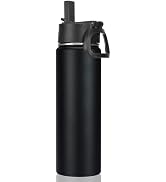 Neihepal 22 oz Insulated Kids Water Bottle with Straw Lid, Reusable Double Wall Vacuum Metal Flas...