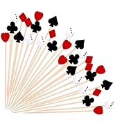 100Pcs Casino Cocktail Picks, 4.7IN Decorative Dice Bamboo Black&Red Poker Food Fruits Dessert Co...