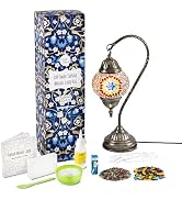 KRAFTSTORIES Turkish Mosaic Swan Neck Lamp Making Kit| DIY Colorful Glass Decorative Nightstand T...