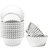 qiqee Silver Foil Cupcake Liners For Baking 500pcs Baking Cups Thick & Sturdy, Oil Resistance, Mu...