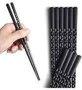 YFWOOD 5 Pairs Fiberglass Chopsticks - Reusable Japanese/Chinese Chopsticks, Non-Slip, Dishwasher...