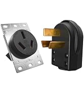 Strhowill NEMA 10-50P Plug & 10-50R Receptacle Set, 50A 125V/250V Heavy Duty Industrial Grade Com...