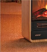 Shinic Portable Electric Fireplace Heaters with Crackling Sound & Realistic Flame,1500W/750W Spac...