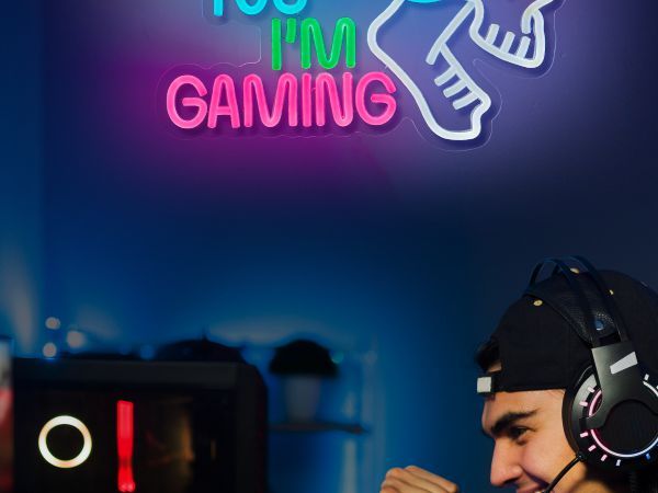 Can't hear you i am gaming neon sign