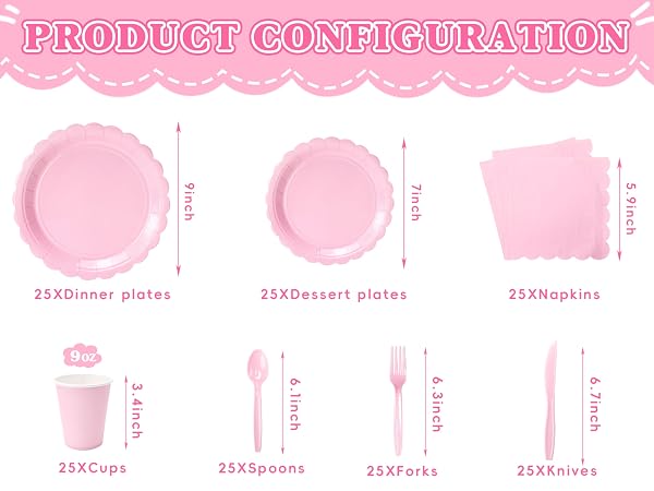 175 pc party tableware for small activities