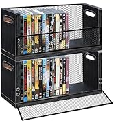 PUTNATRUE DVD Storage Rack 2 Pack, Stackable Media Organizer Holds 56 DVDs or 64 Blu ray Cases, S...