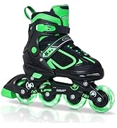 Nattork Blade Roller Skates for Boys with Light Up Wheel, Outdoor & Indoor Illuminating Black Inl...