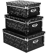 XUCHUN Foldable Storage Boxes with Lids 3 Pack Plastic Collapsible Storage Bins with Handles for ...