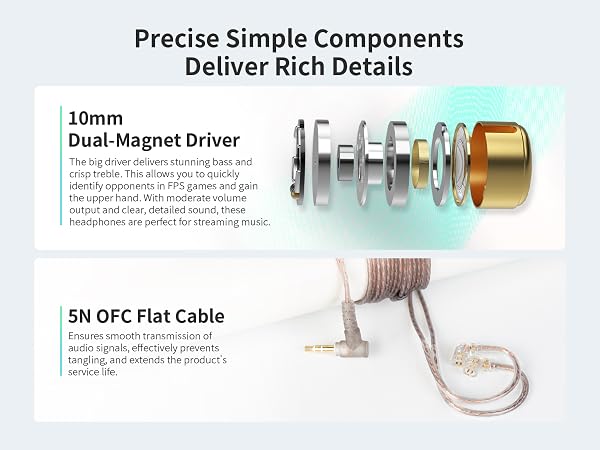 kz edx pro, precise simple components deliver rich details, gaming earbuds, in ears for musicians,