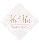 Crisky Wedding Napkins Mr Mrs Rose Gold Cocktail Beverage Dessert Napkins for Wedding Tabel Decor...