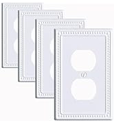 Kisrvopn Metal Outlet Covers Wall Plates, White Beadboard Switch Plate Cover, Receptacle Light Sw...