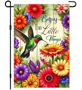 HOMETITUTE Hummingbird Garden Flag 12x18 Inch Spring Summer Floral Decor | Double sided polyester...