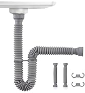 iFealClear 2 Pack 1-1/2" P-Trap Pipe, Flexible Sink Drain Pipe with 2 Rubber Sealing Rings, Flexi...