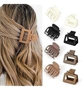 HFLYJPYW 8 Pack Small Claw Clips for Women Girls Double Row Teeth Medium Hair Clips Matte Claw Cl...
