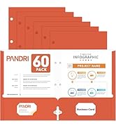 Two Pocket Portfolio Folders, PANDRI 60 Pack 3 Hole Punched 2 Pocket Folders for 3 Ring Binder, L...