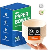 125 Pack 12 Oz Disposable Paper Bowls,Heavy-Duty Compostable Bowls for Soup,Pasta,Salad,Cereal & ...