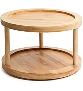 Livabl 2-Tier Wooden Lazy Susan Turntable – Bamboo Lazy Susan for Kitchen Countertop & Cupboard –...