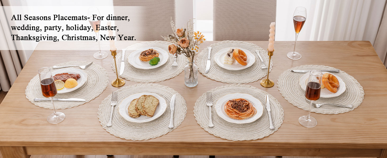 shacos placemats ivory white round placemats set of 6 boho braided placemats seasonal placemats
