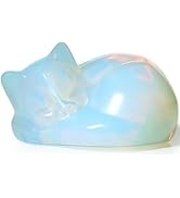 YATOJUZI 2" Cat Decors Statue Opal Moonstones Crystals Sleeping Cats Gemstone Hand-Carved Cute An...
