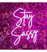 RuCvixkt Stay Sassy Neon Sign for Wall Decor, Beautiful Pink Sassy Neon Light Led Sign for Home W...
