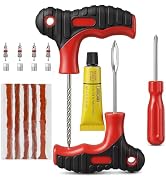TOURGUARD 17 Pieces Tire Repair Kit with Plug Kit T Handle Tire Repair Tools to Fix Punctures and...