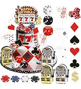 Hooqict 24 Pieces Casino Cake Decorations Set with Mini Toy Slot Machine Poker Casino Cake Topper...
