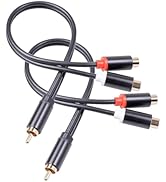 Menewstart 2Pack RCA Stereo Audio Cable, Y Adapter 8 Inches, 1 RCA Male to 2 RCA Female, 24K Gold...