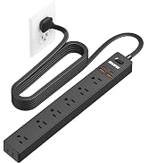 10 Ft Extension Cord Power Strip,Surge Protector,7 AC Outlets 4 USB(2USB-C) | 1700J, 0.33in 45°Ul...