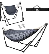 Anyoo 2 in 1 Hammock and Swinging Chair with Collapsible Steel Stand & Carrying Case,Portable & A...