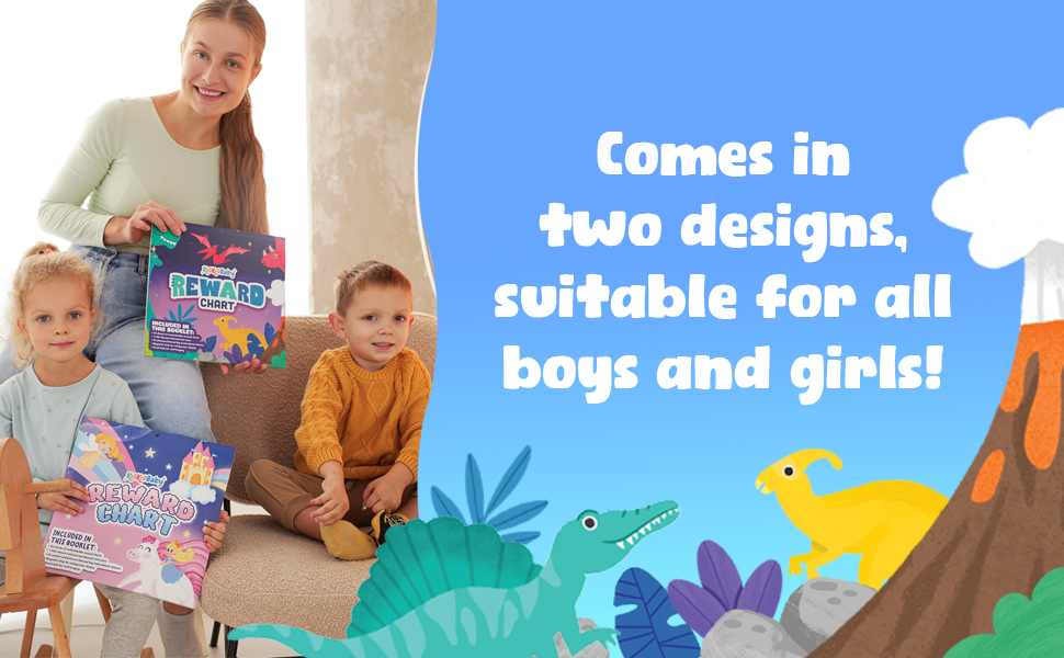 Comes in two designs, Dinosaur and Unicorn & Princess for both boys and girls!