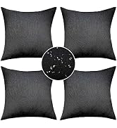 Demetex Black Outdoor Pillow Covers 18x18 Waterproof Linen Throw Pillow Covers Soft Pillow Cases ...