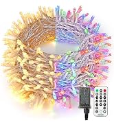 BrizLabs Color Changing Christmas Lights, 115ft 300 LED Fairy String Lights, 11 Modes Warm White ...