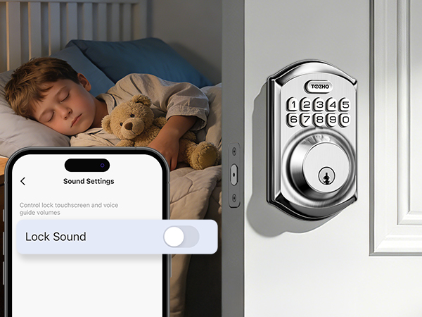 Silent Mode mutes the lock’s beeps, letting you lock/unlock quietly without disturbing others.