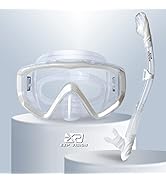 Snorkel Set Pano 3 Window Adult Snorkeling Gear, Professional Snorkel Goggles Anti-Fog Diving Mas...